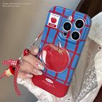 Color-blocking Checkered 3D Full-coverage Pendant iPhone Case - Viexta