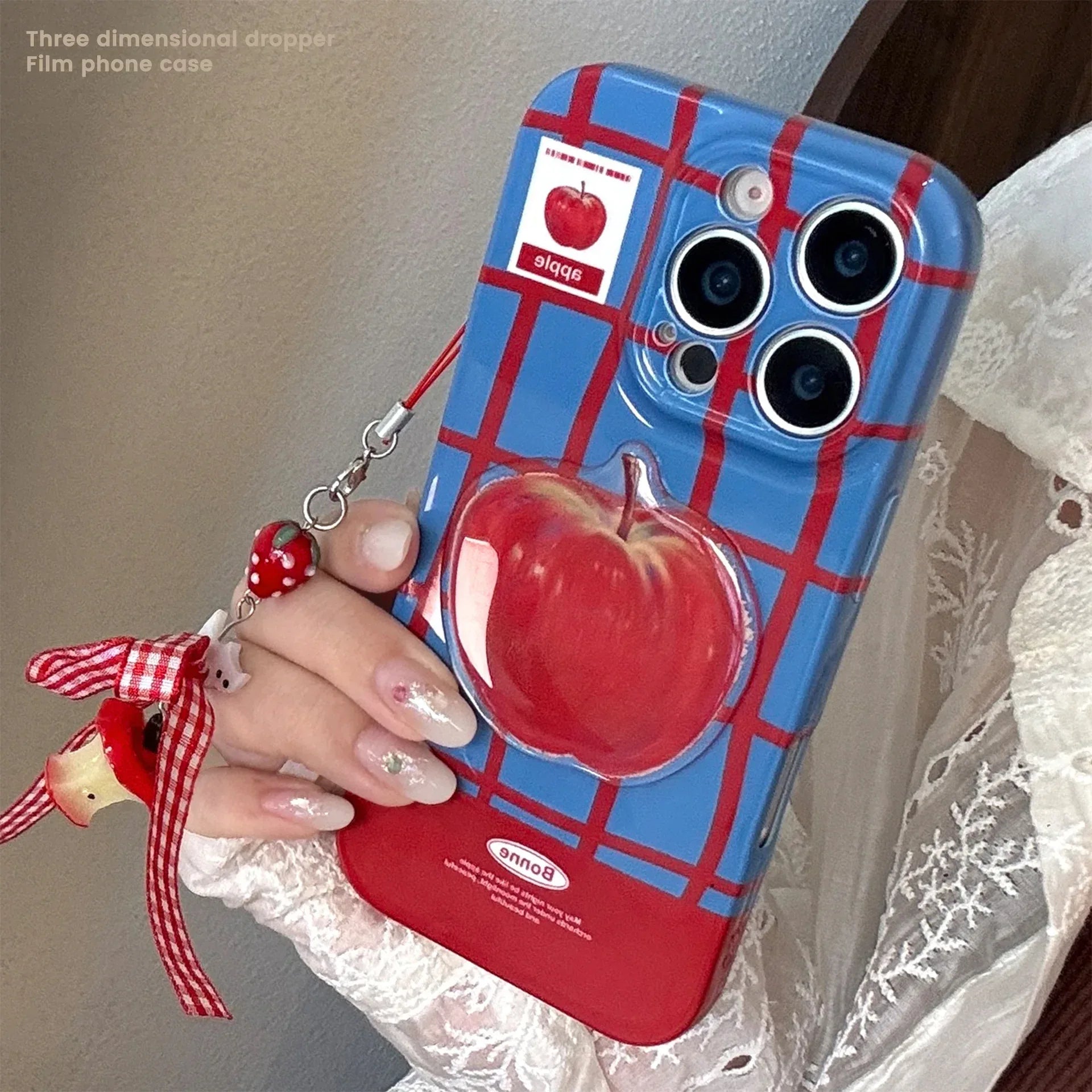 Color-blocking Checkered 3D Full-coverage Pendant iPhone Case - Viexta