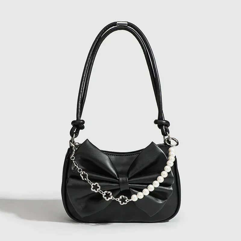 black-white-pu-bow-handbags - Viexta