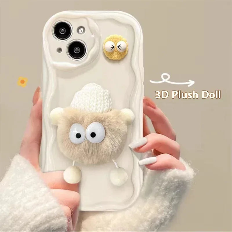 cartoon-cute-plush-hat-doll-iphone-case - Viexta