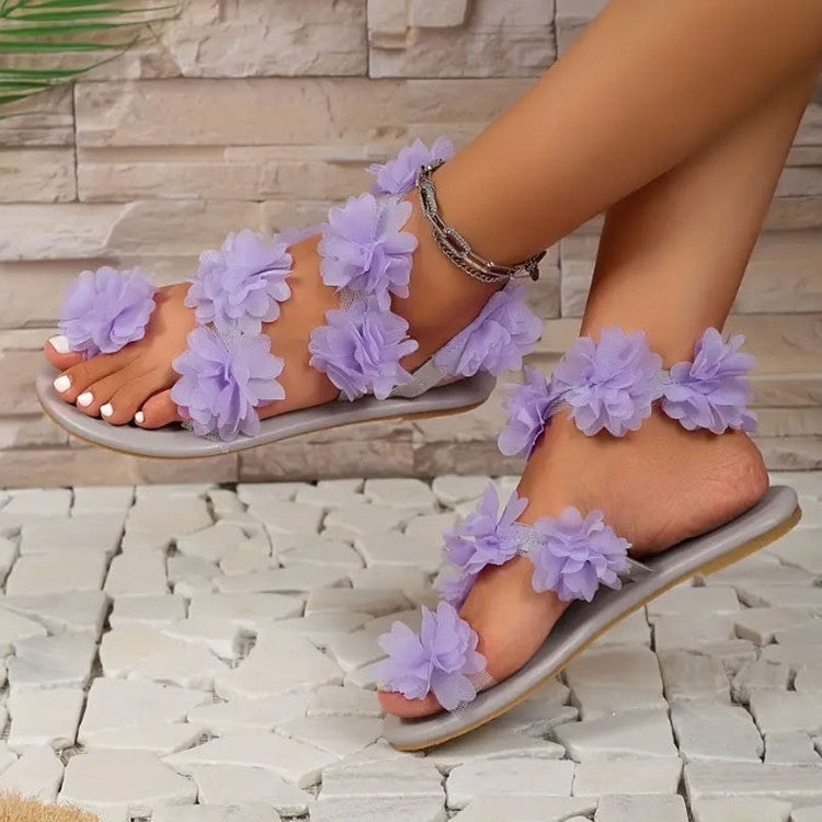 Roman Floral Flat Sandals