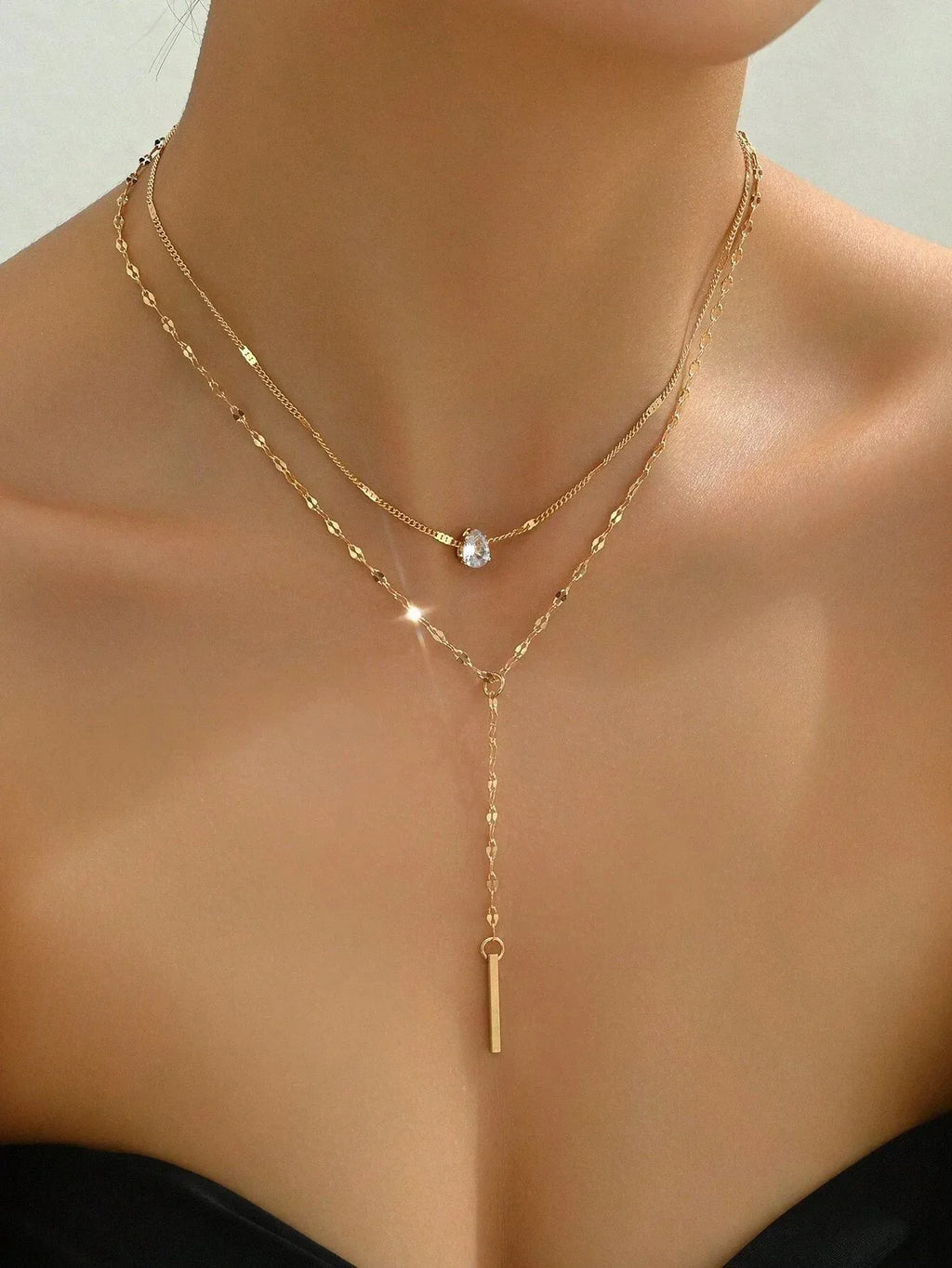 y-shaped-tassel-rhinestone-necklace - Viexta