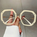 Polygonal-frame Trendy Hip-hop Oversized Plain Glasses - Viexta
