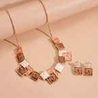 Geometric Square Earring And Necklace Set For Women