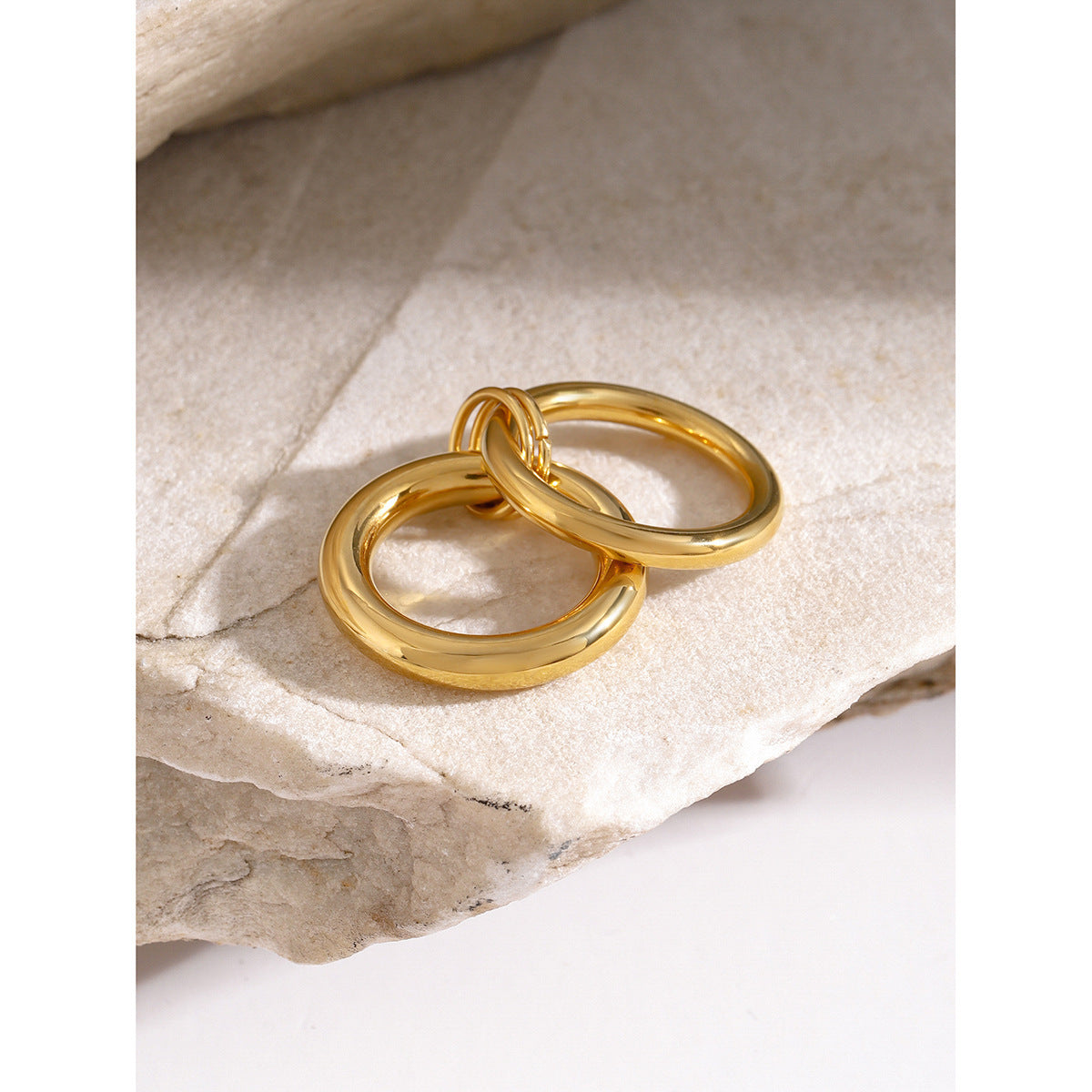 18K Gold Stainless Steel Metal Glossy Two-piece Ring