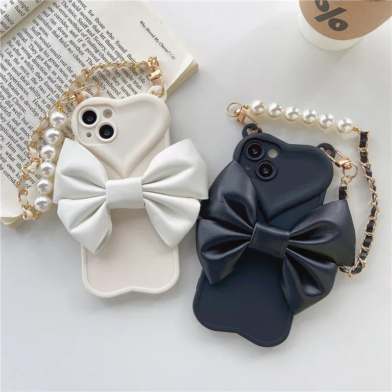 leather-bow-hand-chain-iphone-case - Viexta