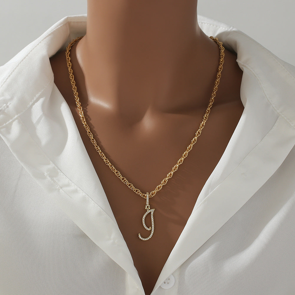 26 Letter Zircon 18k Gold Necklace