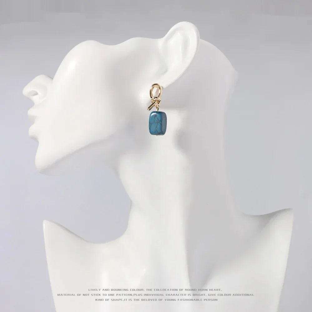 Synthetic Stone Silver Pin Eardrops - Viexta