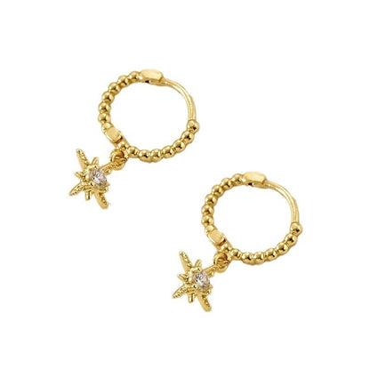 18K Eight Awn Star Earrings