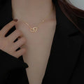 Cold Peach Double Heart Necklace - Viexta