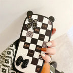 Black And White Lattice Bow iPhone case - Viexta