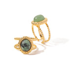 Natural Stone African Turquoise Agate Rope Sun Rings