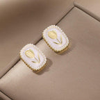 French Tulip Cat's Eye Stone Earrings - Viexta