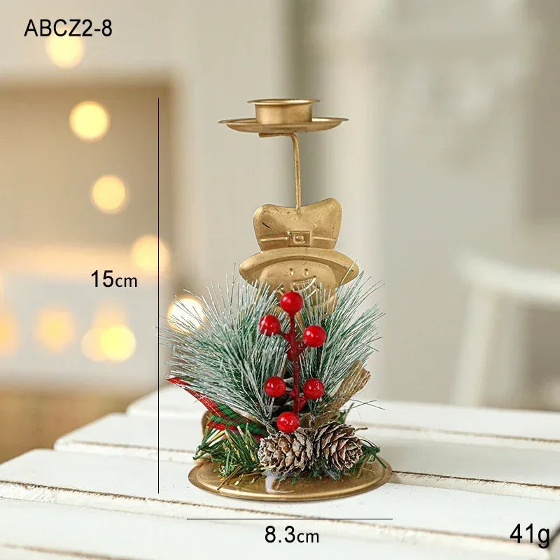 christmas-candlestick-golden-wrought-iron-window-decoration - Viexta