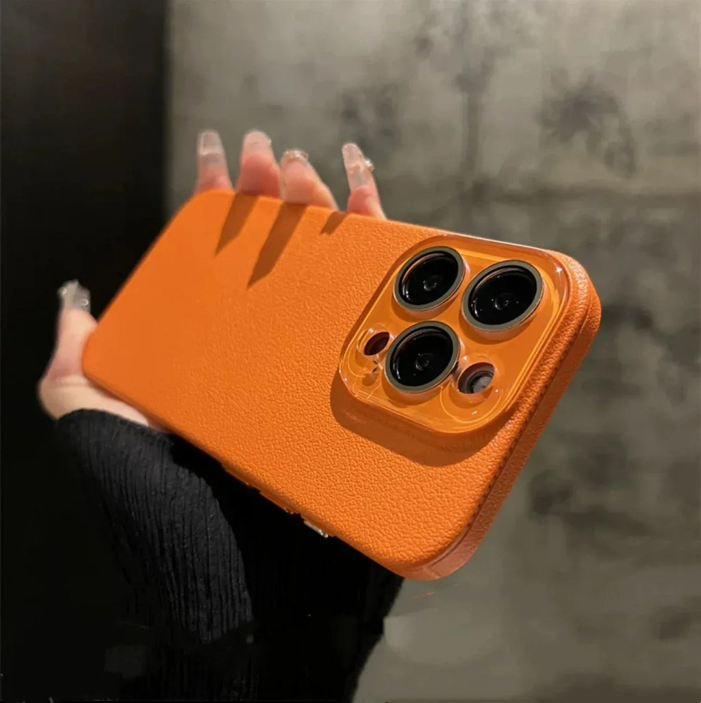 Solid Color Frosted Leather Crystal iPhone Case - Viexta