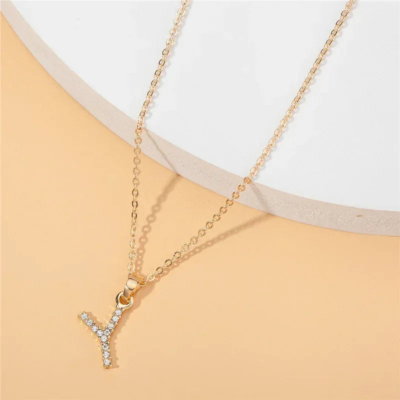 18k 26 Golden English Letter Pendant Clavicle Chain - Viexta