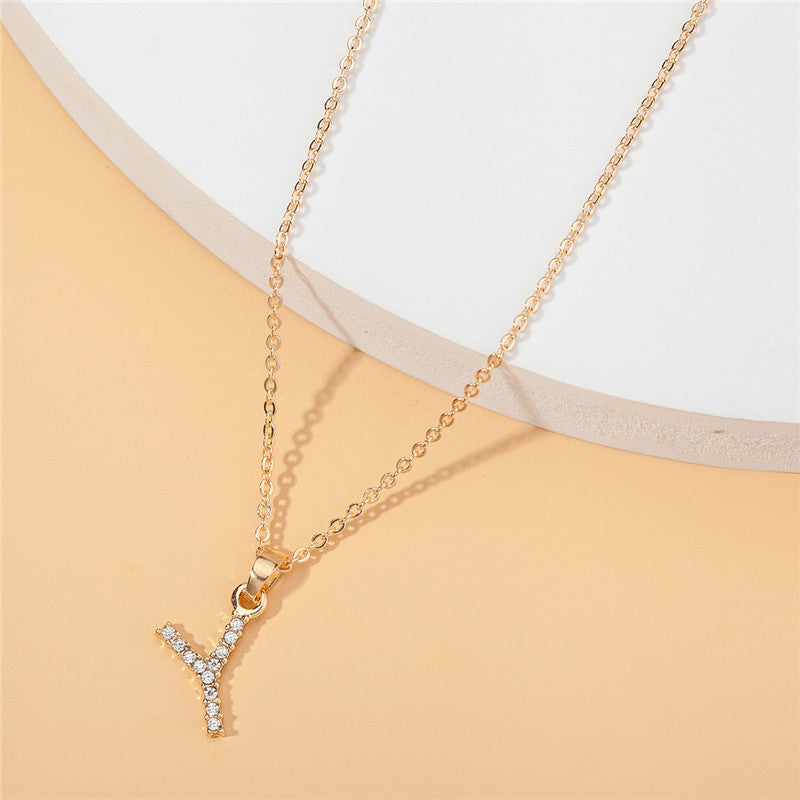 18k 26 Golden English Letter Pendant Clavicle Chain