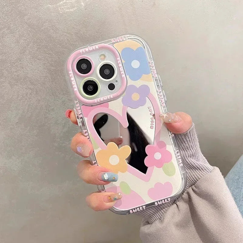 mirror-oil-painting-flower-cartoon-iphone-cover - Viexta
