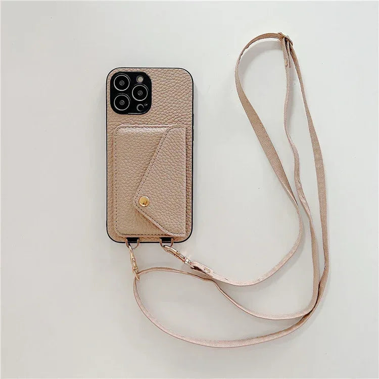 litchi-pattern-card-holder-iphone-case - Viexta