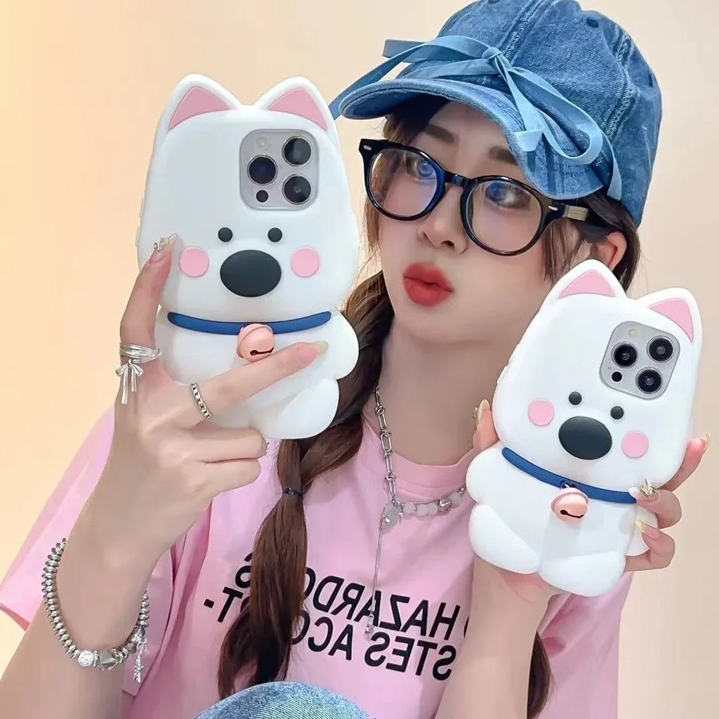 cartoon-cute-bell-little-white-dog-iphone-case - Viexta