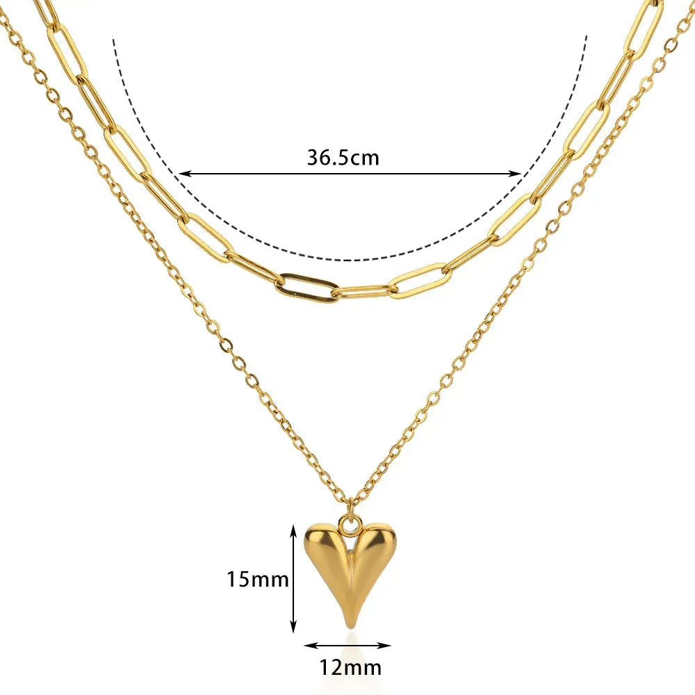 Golden Love Double-layer Necklace - Viexta