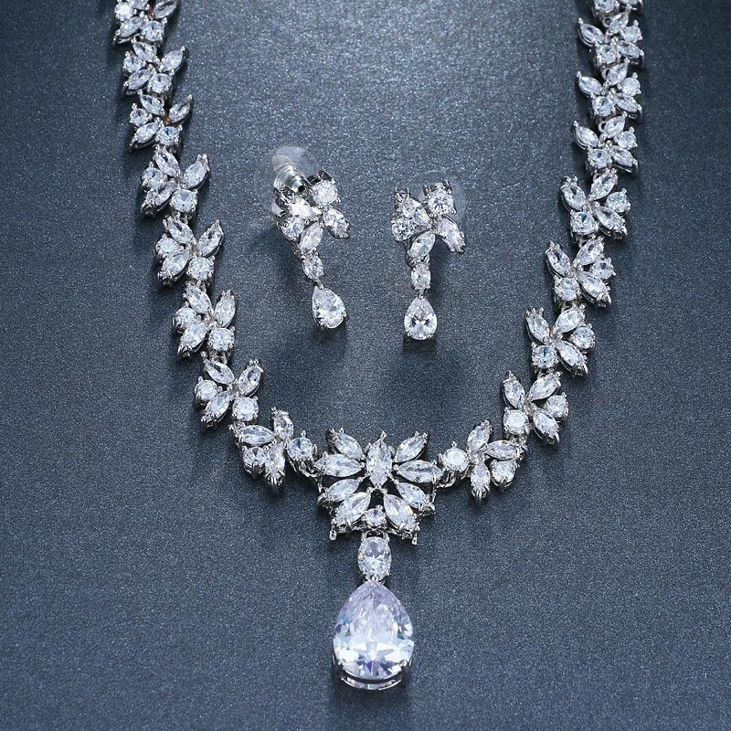 exquisite-zircon-diamond-necklace-earring-set - Viexta