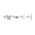 925 Sterling Silver Butterfly Star Devil's Eye Set - Viexta