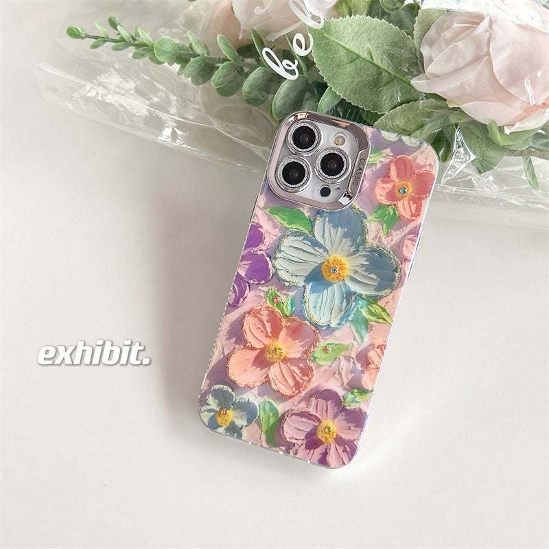 Spot Drill Oil Painting Flowers iPhone Case