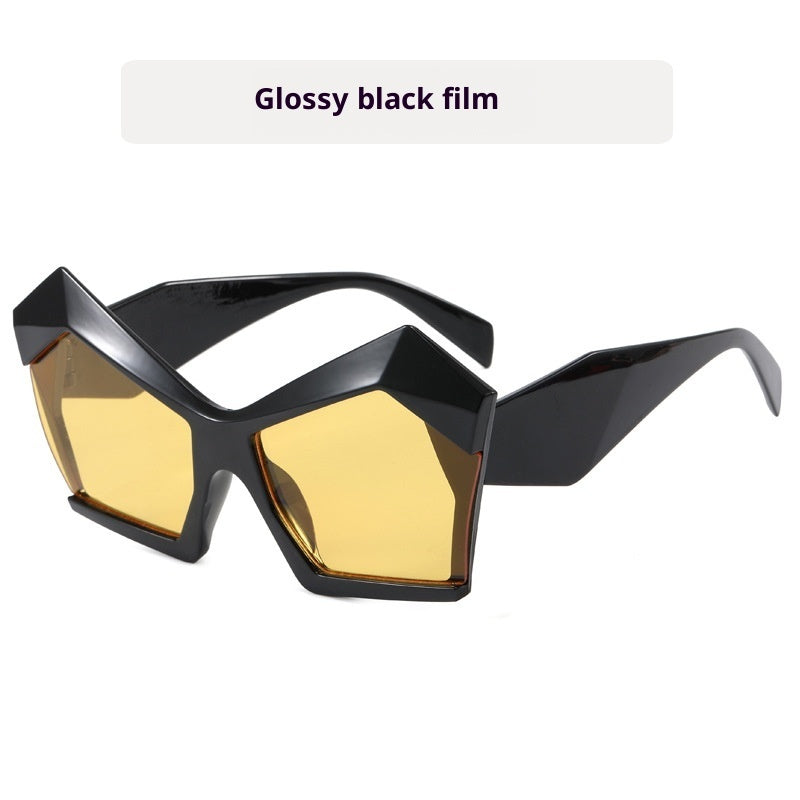 Cat's Eye Polygon Large Rim Sunglasses