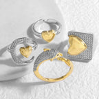 Two-tone 18K Gold Heart-shaped Open Ring - Viexta
