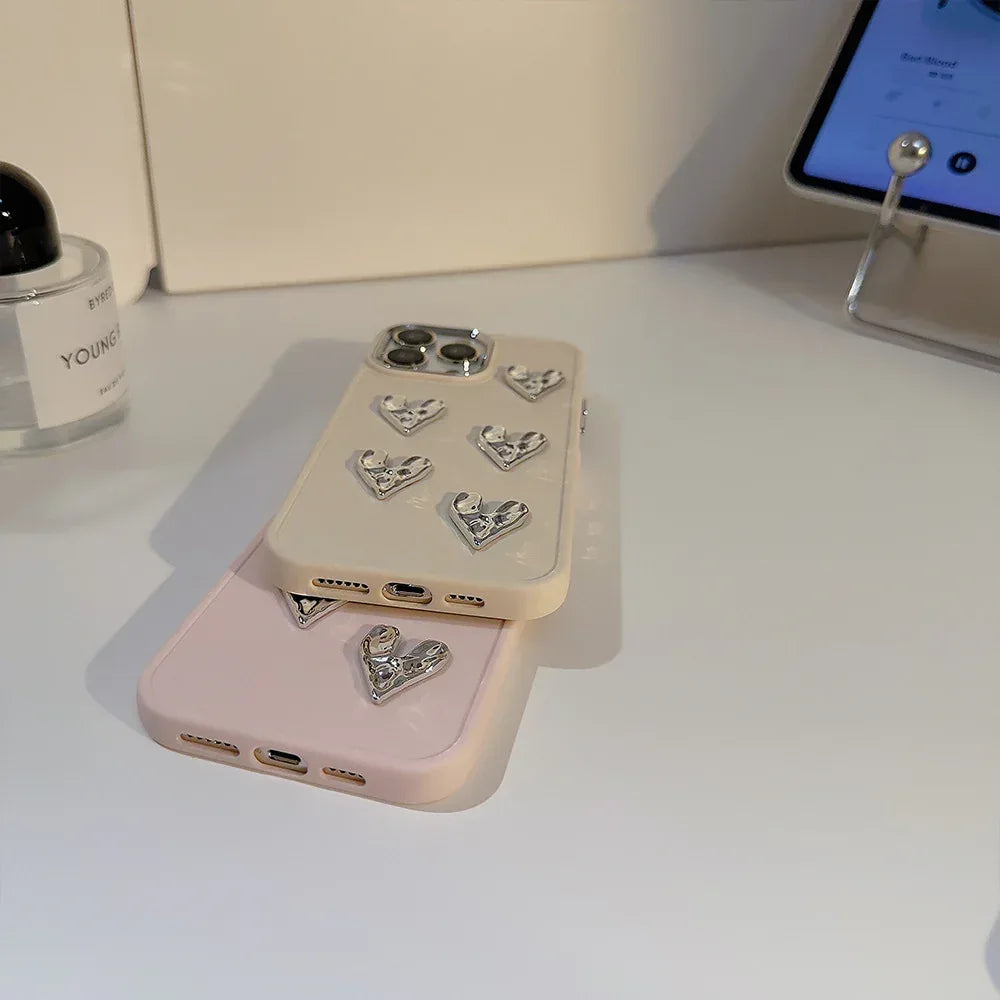 Pleated Metallic Heart iPhone Shell - Viexta