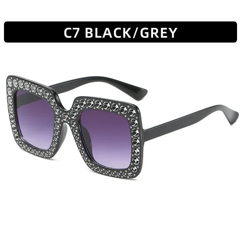 large-square-frame-with-rhinestones-sunglasses - Viexta