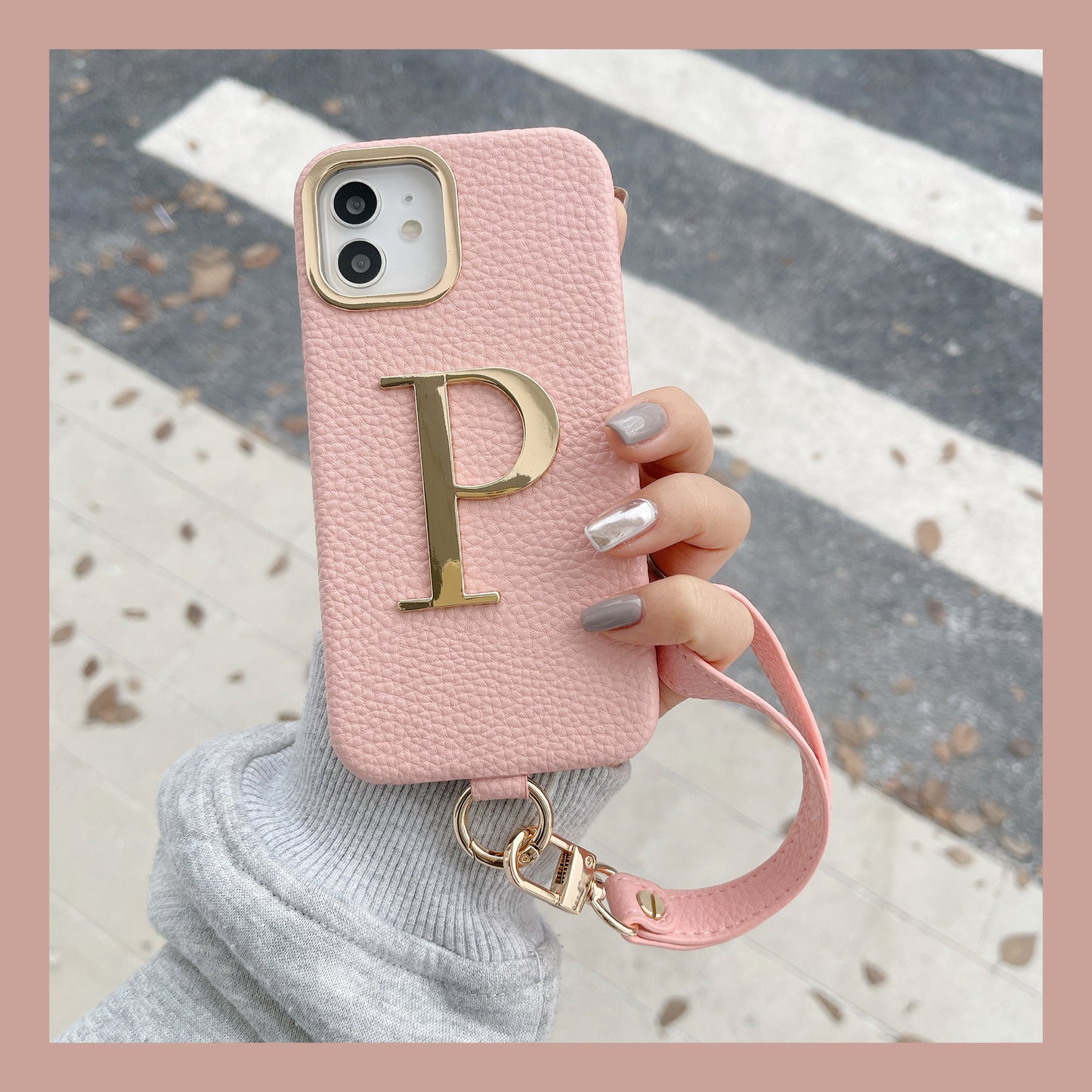 PU Metal Letter iPhone Case