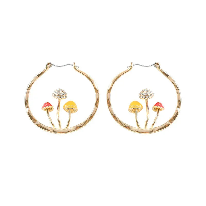 Trendy Vintage Mushroom Hoops - Viexta