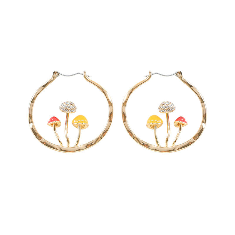 Trendy Vintage Mushroom Hoops