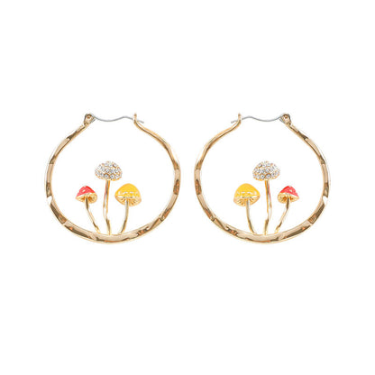 Trendy Vintage Mushroom Hoops