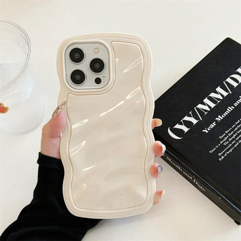 Big Wave Cream Pleated Drop-resistant iPhone Case - Viexta