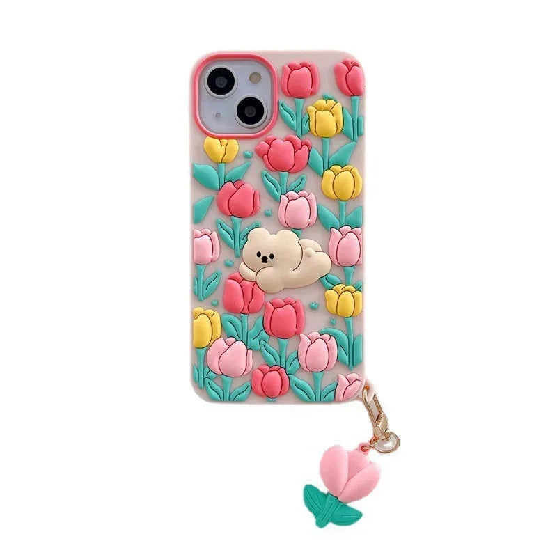 Little Bear Flowers iPhone Case - Viexta