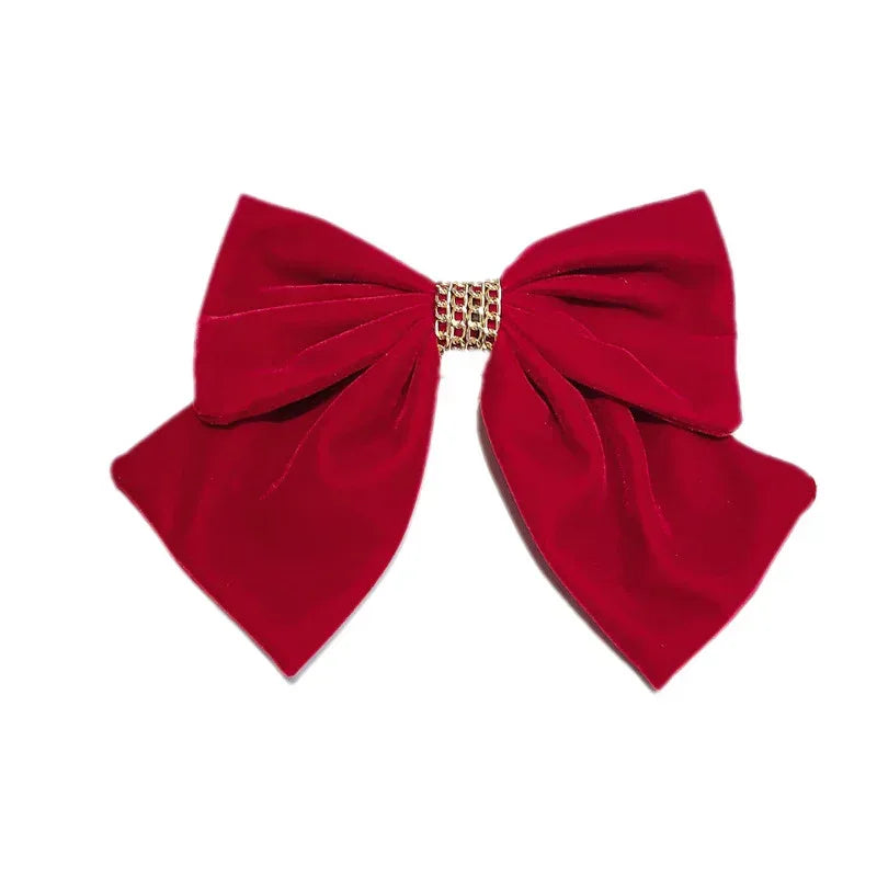 Red Velvet Chain Big Bow Hairpin - Viexta