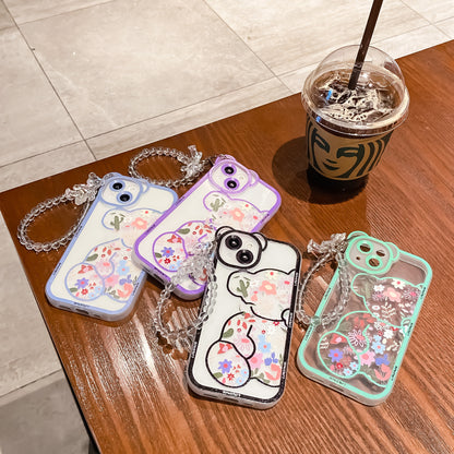 New iPhone Case Hanging Chain Cute Floral Bear