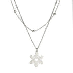 Layered Snowflake Titanium Steel Necklace - Viexta