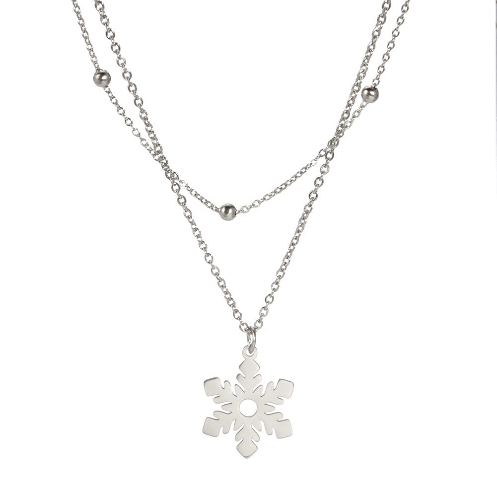 Layered Snowflake Titanium Steel Necklace