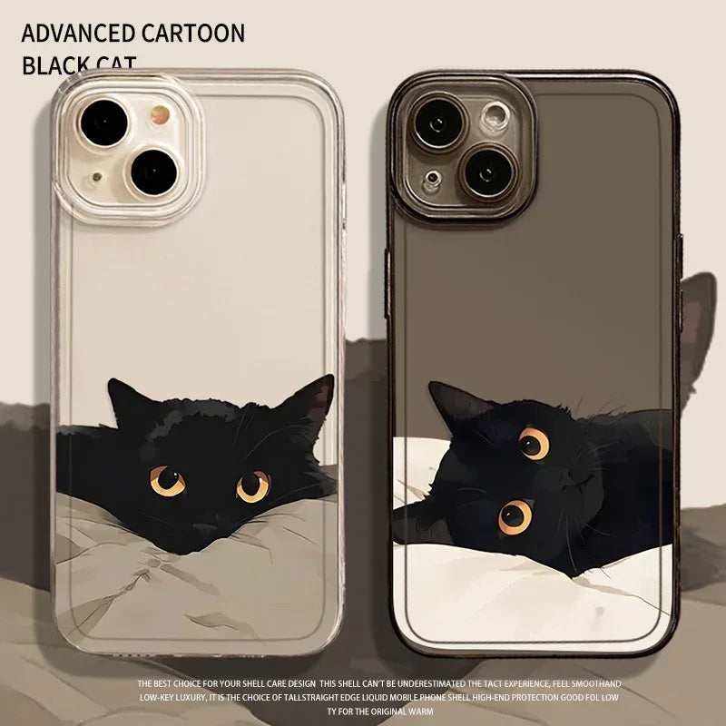 Black Cat High Sense Couple iPhone Case - Viexta