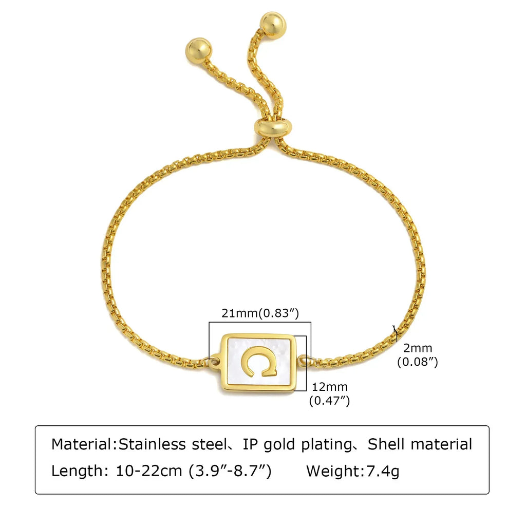 stainless-steel-english-letter-square-gold-bracelet - Viexta