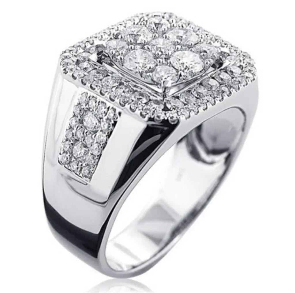 silver-square-diamond-ring - Viexta
