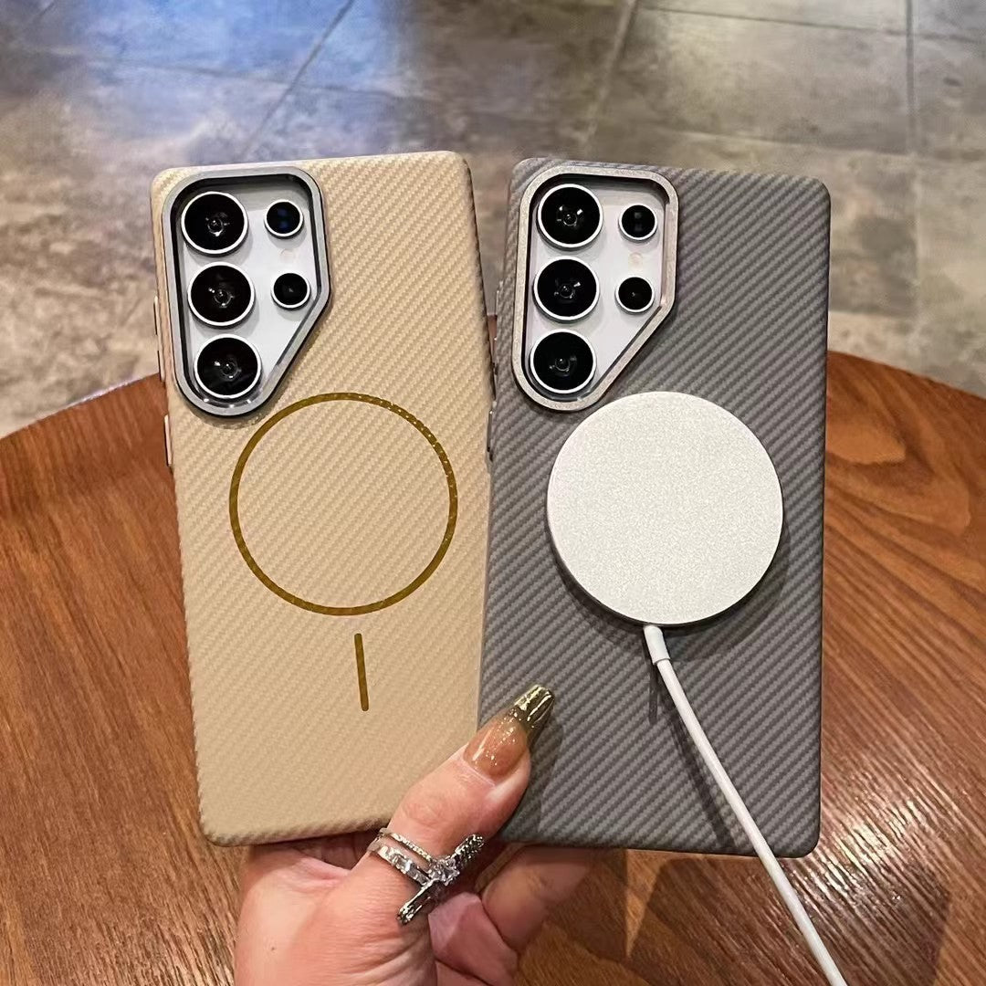 Carbon Fiber Grain Fine Circle Magnetic Suction Samsung case