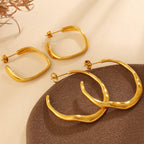 Minimalist Irregular Twisted Gold Hoop Earring