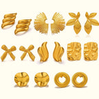 Geometric Round Personalized Hip Hop Gold Plated Earrings - Viexta