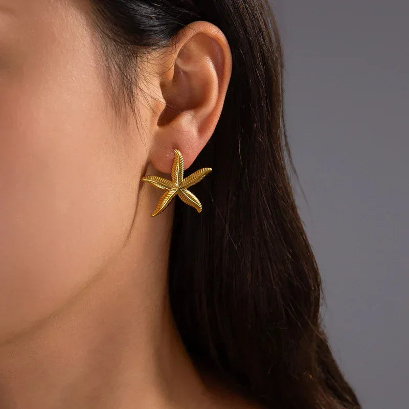 18K Gold Starfish Earrings - Viexta
