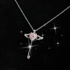 moving-cupid-heart-angel-wings-tassel-necklace - Viexta